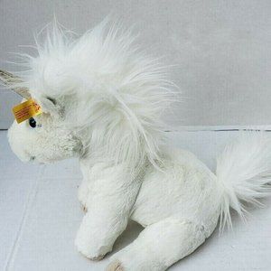 Steiff Unicorn Soft Fur Plush Toy White Blue Eyes Cuddly Friend Starly Horse
